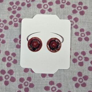 Red and Black Hat Stud Earrings